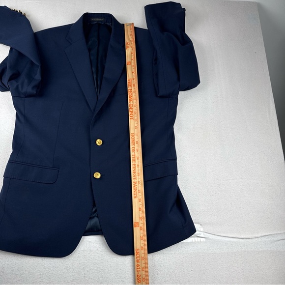 Lauren Ralph Lauren Mens Navy Blue Blazer 40R Gold Buttons Classic Wool Blend - Picture 4 of 15